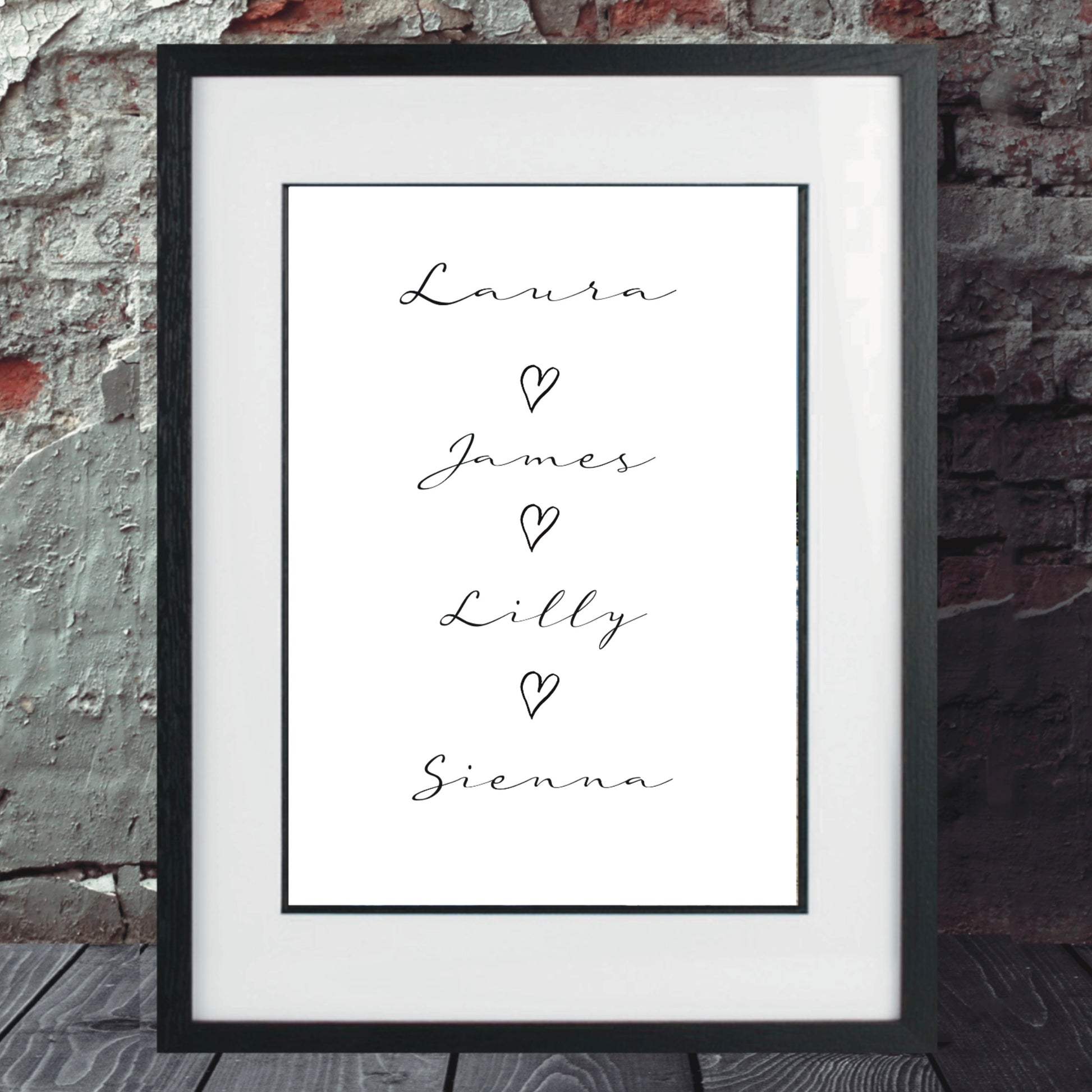 family name print. personalised family name print. personalised gift. custom made picture.